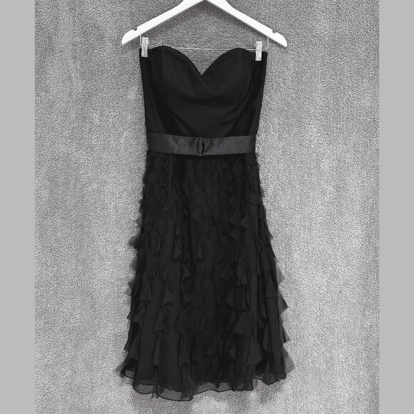 White House Black Market Silk strapless raw edge dress 14 - Picture 1 of 9